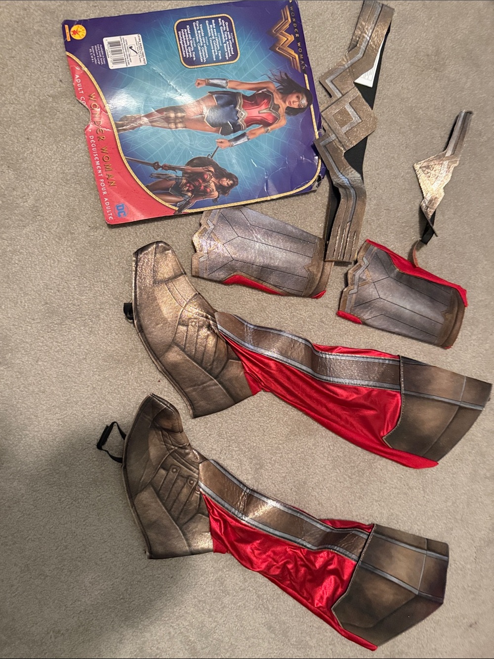 Wonder Woman Inspired Men's Costume Boot Covers in Bronze and Red